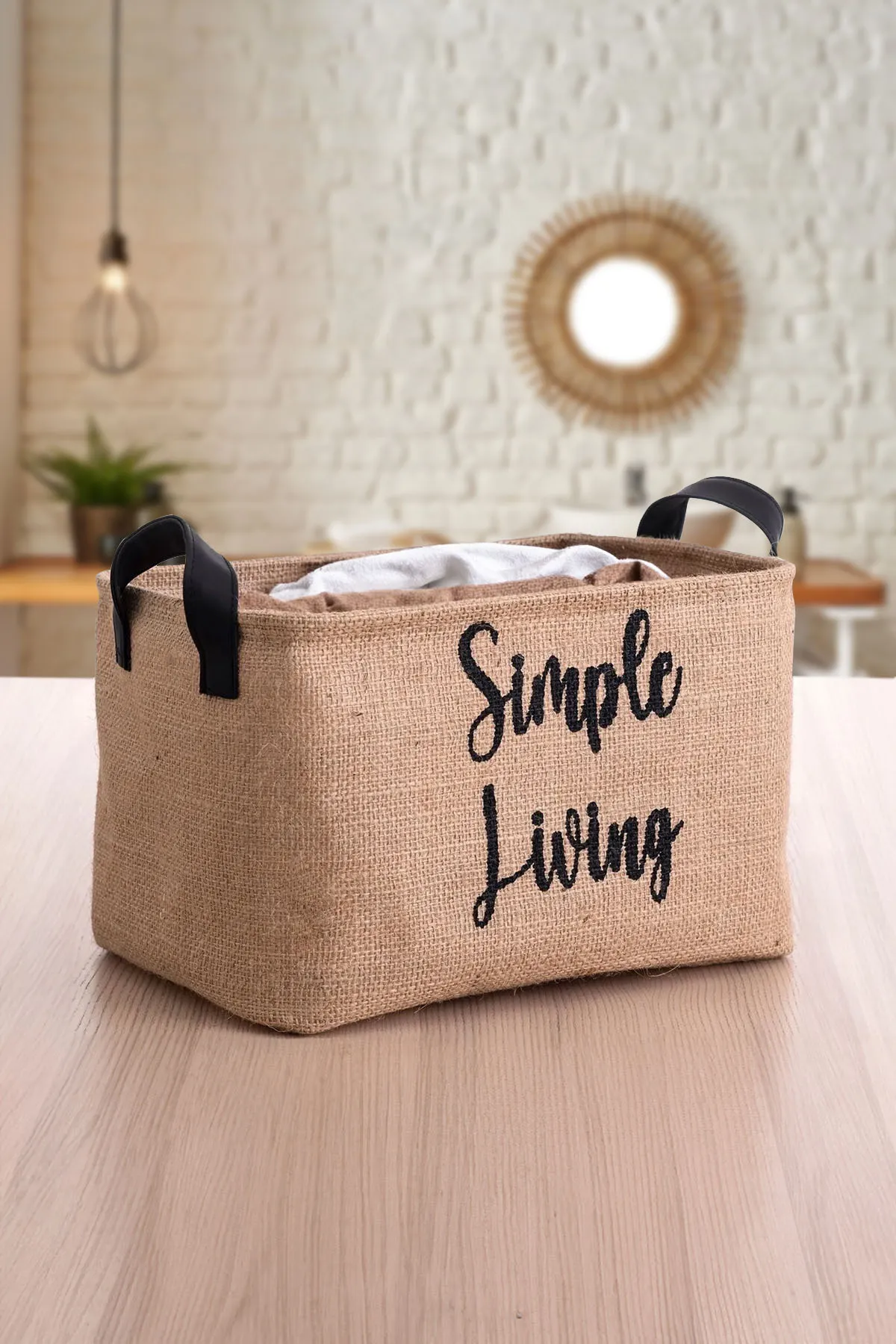 Jüt%20Kumaş%20Simple%20Living%20Baskılı%20Dikdörtgen%20Sepet%2018x22x30