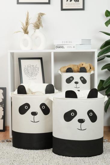 Panda Tasarımlı 2’ Li Bebek Çocuk Odası Düzenleyici Saklama Kutusu Oyuncak Kirli Sepeti 37x40